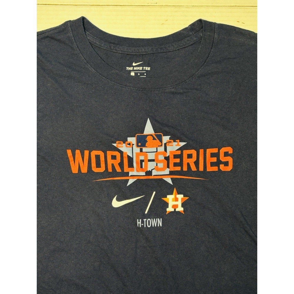 Nike Houston Astros 2021 World Series H-Town T Shirt Women's Large Navy MLB Tee